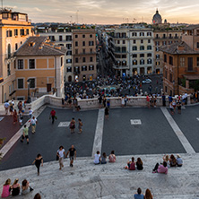 ROME, ITALY - JUNE 23, 2017: Amazing Sunset view of Spanish Steps and Piazza di Spagna in city of Rome, Italy