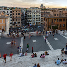 ROME, ITALY - JUNE 23, 2017: Amazing Sunset view of Spanish Steps and Piazza di Spagna in city of Rome, Italy