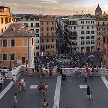 ROME, ITALY - JUNE 23, 2017: Amazing Sunset view of Spanish Steps and Piazza di Spagna in city of Rome, Italy