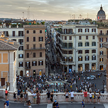 ROME, ITALY - JUNE 23, 2017: Amazing Sunset view of Spanish Steps and Piazza di Spagna in city of Rome, Italy