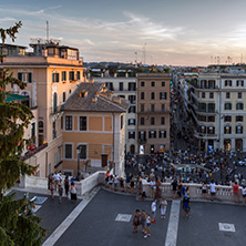 ROME, ITALY - JUNE 23, 2017: Amazing Sunset view of Spanish Steps and Piazza di Spagna in city of Rome, Italy