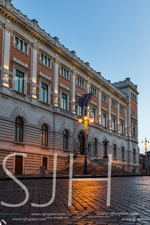 ROME, ITALY - JUNE 23, 2017: Amazing Sunset view of building of Banco di Napoli in city of Rome, Italy