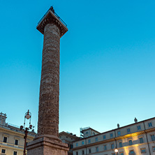 ROME, ITALY - JUNE 23, 2017: Amazing Sunset view of Palazzo Chigi and Marcus Aurelius Column in city of Rome, Italy