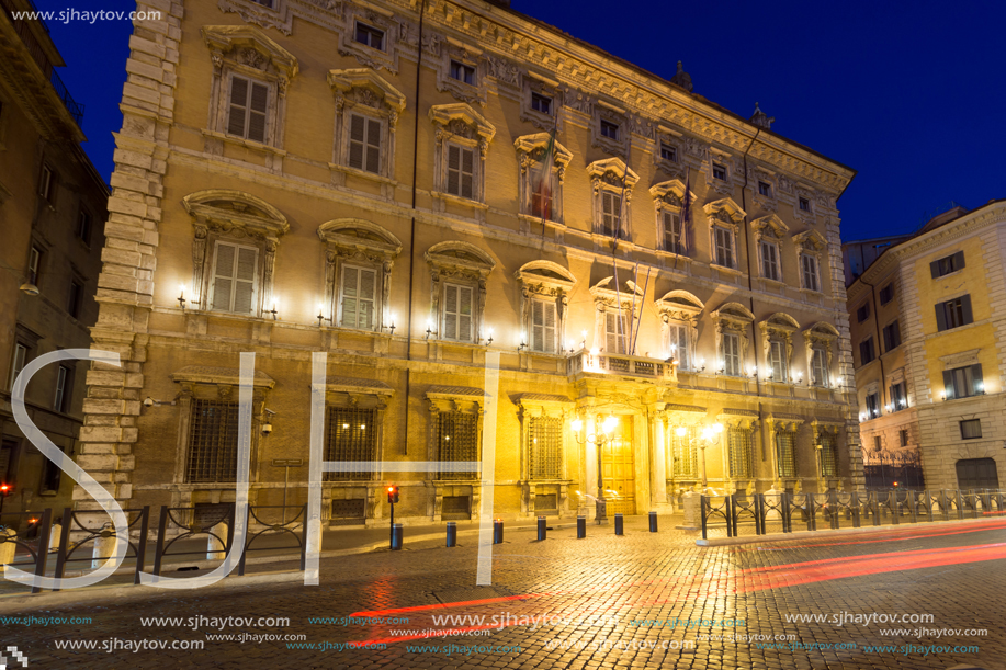 ROME, ITALY - JUNE 23, 2017: Amazing Night view of Palazzo Giustiniani in city of Rome, Italy