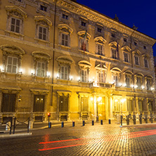 ROME, ITALY - JUNE 23, 2017: Amazing Night view of Palazzo Giustiniani in city of Rome, Italy