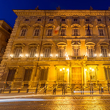 ROME, ITALY - JUNE 23, 2017: Amazing Night view of Palazzo Giustiniani in city of Rome, Italy