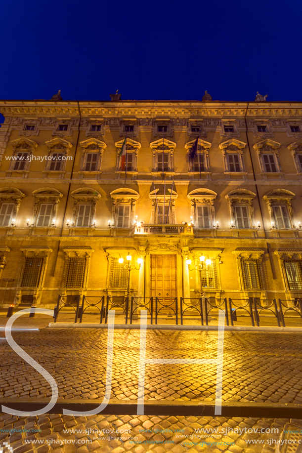 ROME, ITALY - JUNE 23, 2017: Amazing Night view of Palazzo Giustiniani in city of Rome, Italy