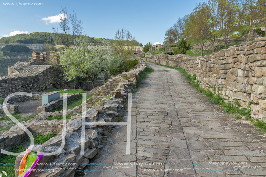 VELIKO TARNOVO, BULGARIA - 9 APRIL 2017: Ruins of The capital city of the Second Bulgarian Empire medieval stronghold Tsarevets, Veliko Tarnovo, Bulgaria