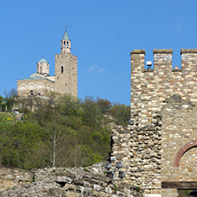 VELIKO TARNOVO, BULGARIA - 9 APRIL 2017: Ruins of The capital city of the Second Bulgarian Empire medieval stronghold Tsarevets, Veliko Tarnovo, Bulgaria