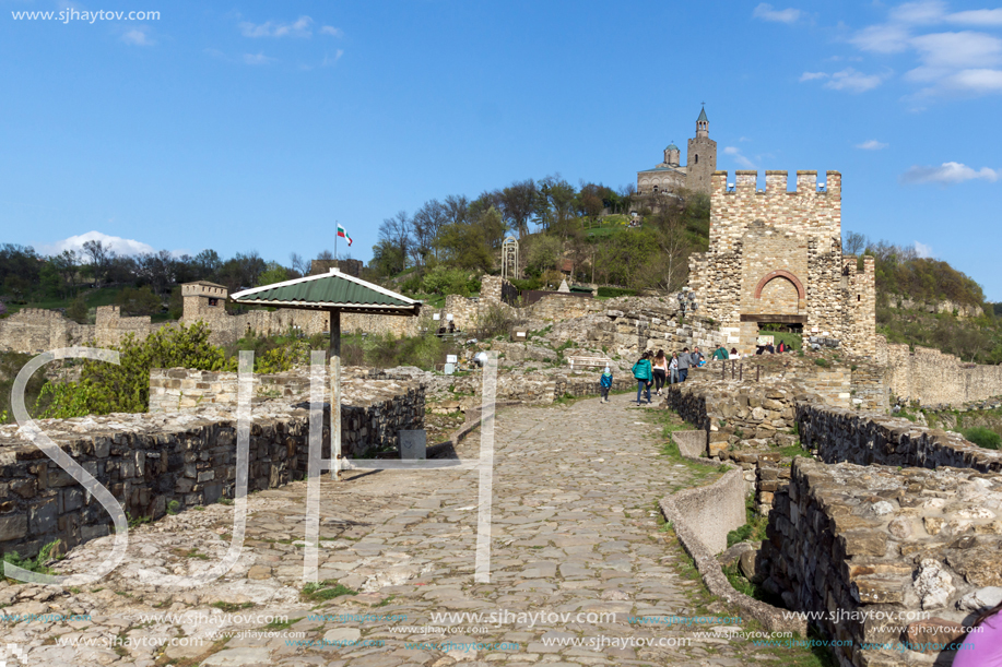 VELIKO TARNOVO, BULGARIA - 9 APRIL 2017: Ruins of The capital city of the Second Bulgarian Empire medieval stronghold Tsarevets, Veliko Tarnovo, Bulgaria