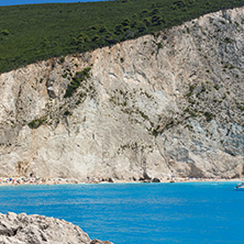 Amazing seascape of blue waters of Porto Katsiki Beach, Lefkada, Ionian Islands, Greece