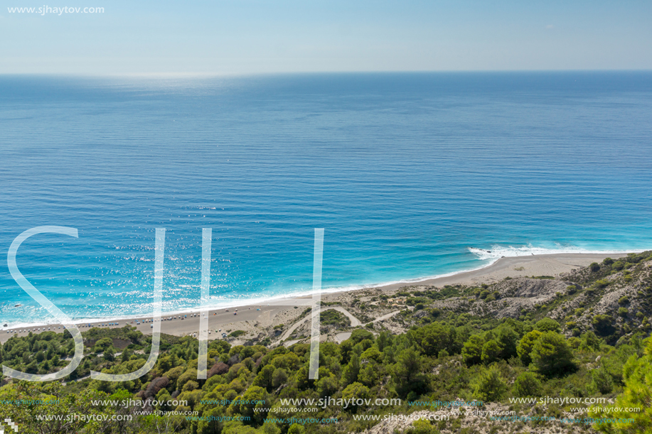 Seascape of Blue Waters of Gialos Beach, Lefkada, Ionian Islands, Greece