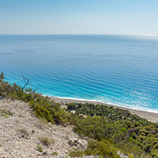 Seascape of Blue Waters of Gialos Beach, Lefkada, Ionian Islands, Greece