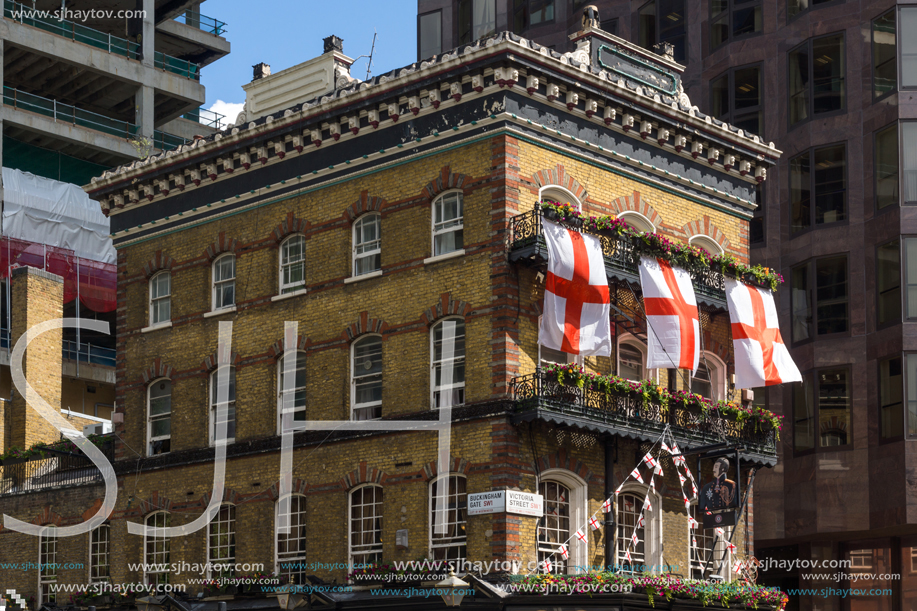 LONDON, ENGLAND - JUNE 15 2016: Old Building near Victoria palace theatre in City of London, England, Great Britain