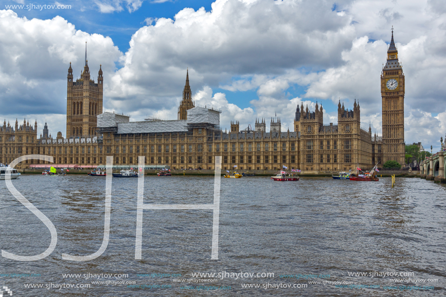 LONDON, ENGLAND - JUNE 15 2016: Houses of Parliament at Westminster, London, England, Great Britain