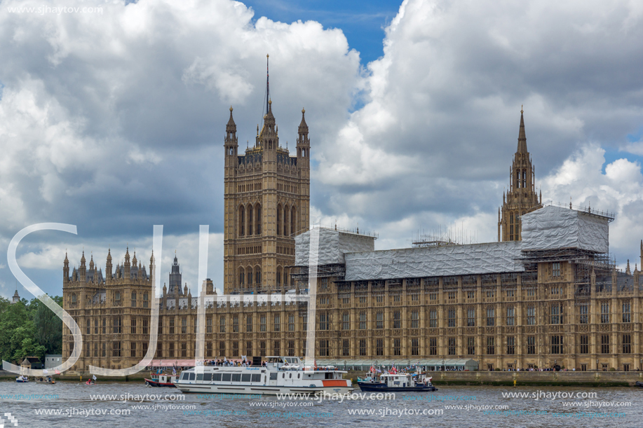 LONDON, ENGLAND - JUNE 15 2016: Houses of Parliament at Westminster, London, England, Great Britain