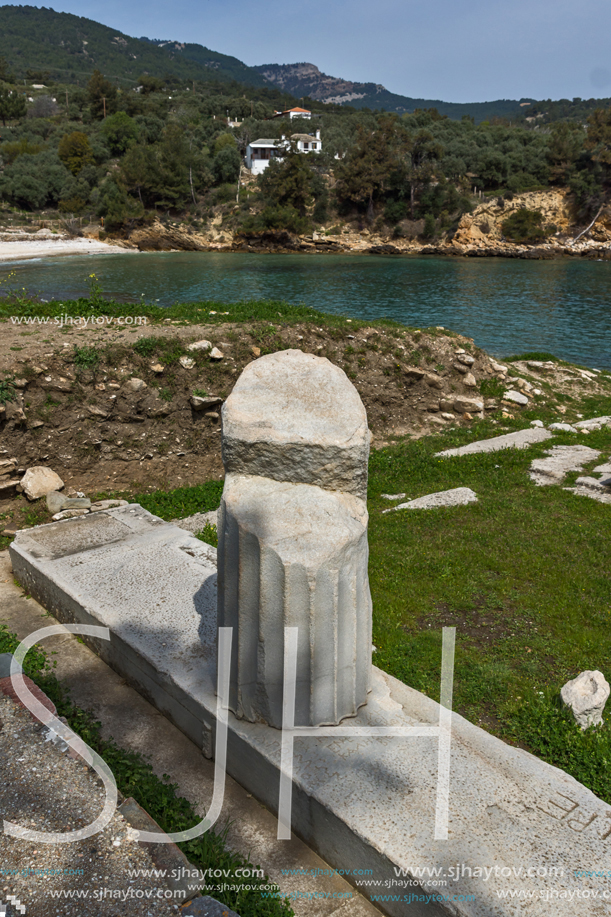 Amazing view of Ruins in Archaeological site of Aliki, Thassos island,  East Macedonia and Thrace, Greece