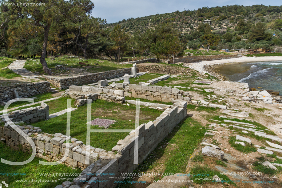 Amazing view of Ruins in Archaeological site of Aliki, Thassos island,  East Macedonia and Thrace, Greece