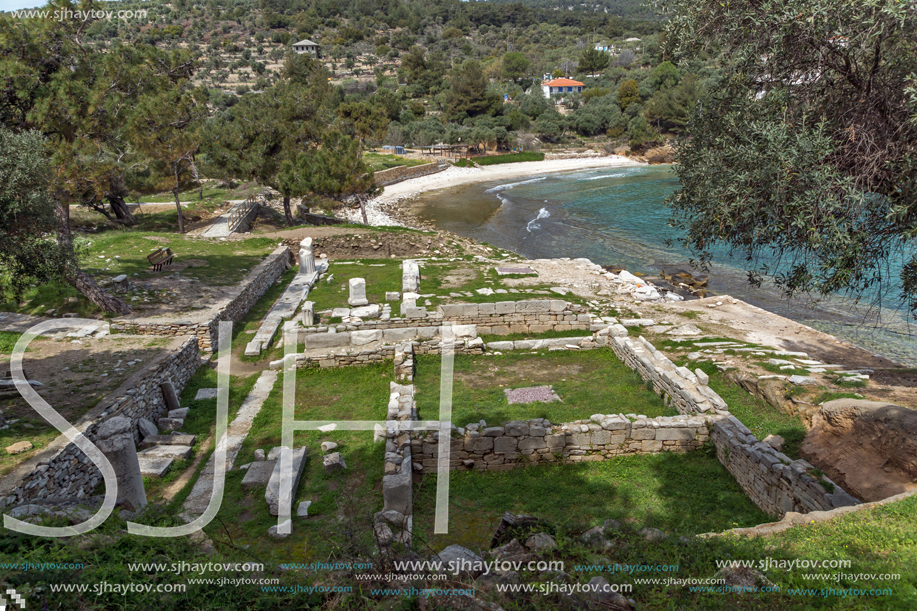 Amazing view of Ruins in Archaeological site of Aliki, Thassos island,  East Macedonia and Thrace, Greece
