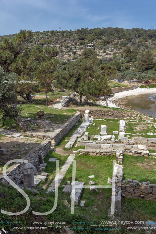 Amazing view of Ruins in Archaeological site of Aliki, Thassos island,  East Macedonia and Thrace, Greece