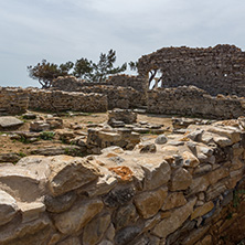 Columns in Ruins of ancient church in Archaeological site of Aliki, Thassos island,  East Macedonia and Thrace, Greece
