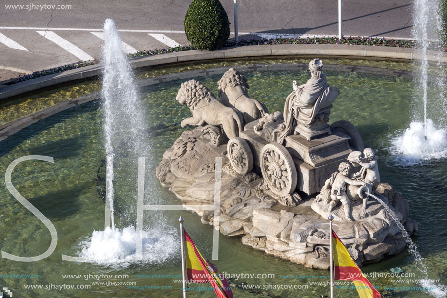 MADRID, SPAIN - JANUARY 24, 2018:  Panoramic view of city of Madrid from Cybele Palace (Palacio de Cibeles), Spain