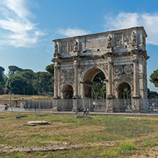 ROME, ITALY - JUNE 23, 2017: Amazing view of Arch of Constantine near Colosseum in city of Rome, Italy