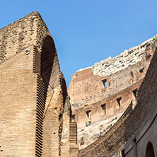 ROME, ITALY - JUNE 24, 2017: Tourists visiting inside part of  Colosseum in city of Rome, Italy