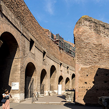 ROME, ITALY - JUNE 24, 2017: Tourists visiting inside part of  Colosseum in city of Rome, Italy