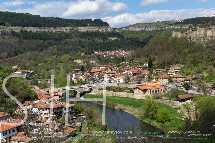 VELIKO TARNOVO, BULGARIA - APRIL 9,  2017: Panoramic view of city of Veliko Tarnovo, Bulgaria