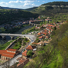 VELIKO TARNOVO, BULGARIA - APRIL 9,  2017: Panoramic view of city of Veliko Tarnovo, Bulgaria