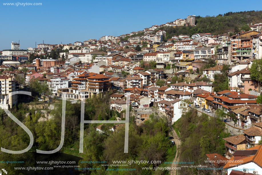 VELIKO TARNOVO, BULGARIA - APRIL 10,  2017: Panoramic view of city of Veliko Tarnovo, Bulgaria