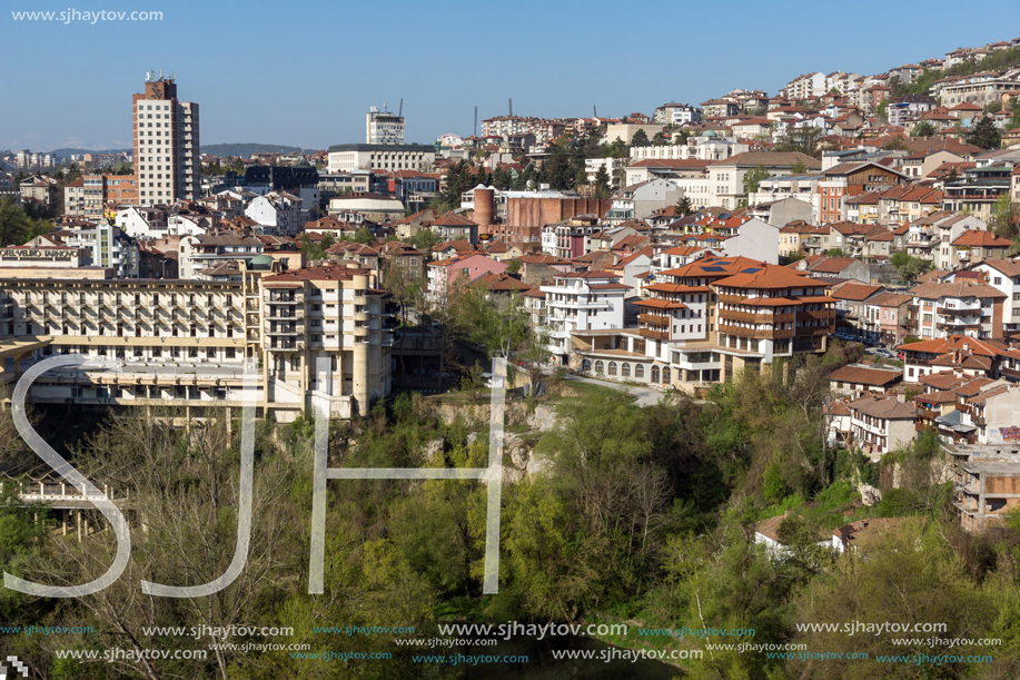 VELIKO TARNOVO, BULGARIA - APRIL 10,  2017: Panoramic view of city of Veliko Tarnovo, Bulgaria