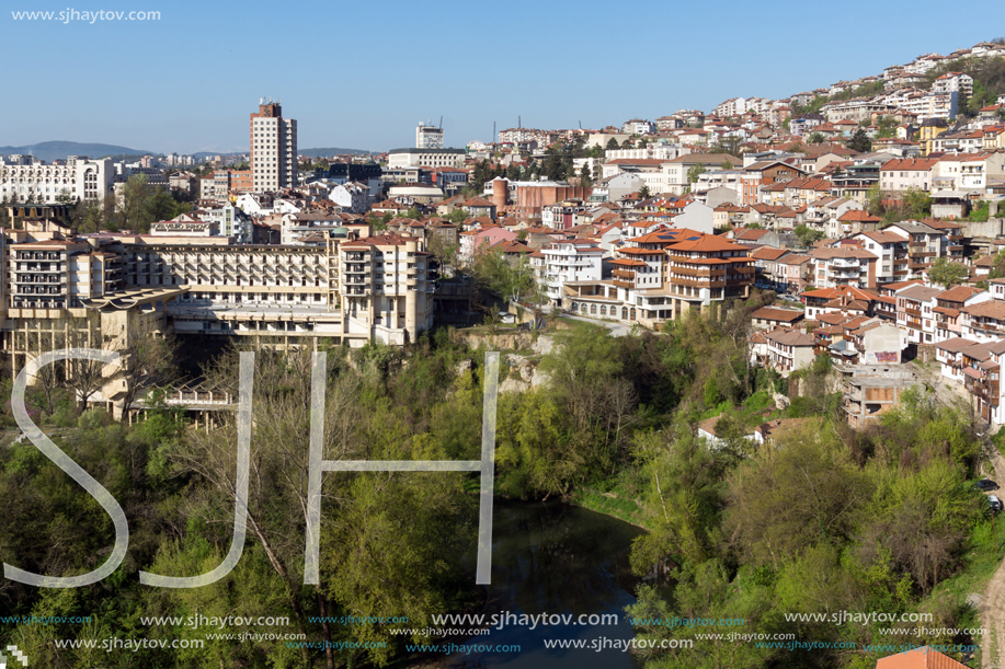 VELIKO TARNOVO, BULGARIA - APRIL 10,  2017: Panoramic view of city of Veliko Tarnovo, Bulgaria