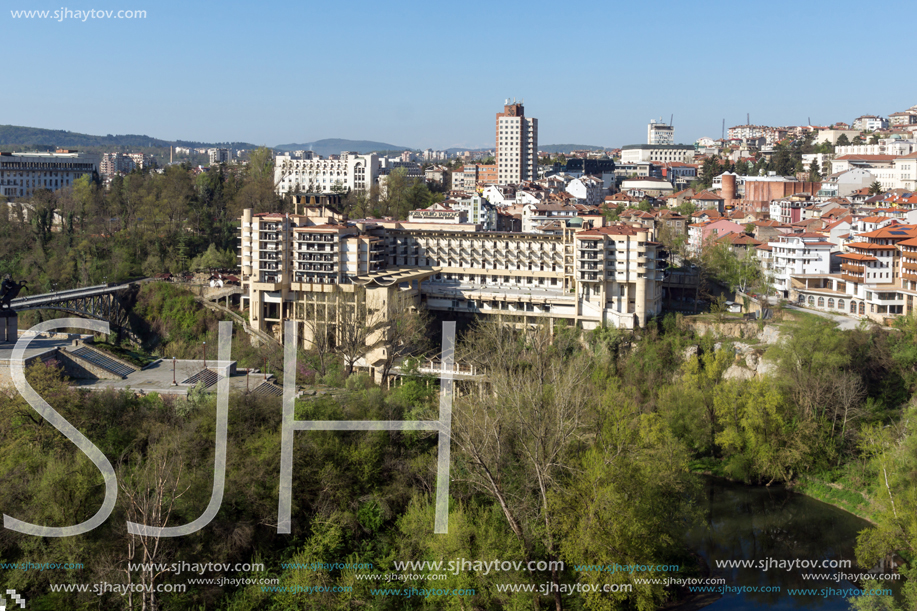 VELIKO TARNOVO, BULGARIA - APRIL 10,  2017: Panoramic view of city of Veliko Tarnovo, Bulgaria