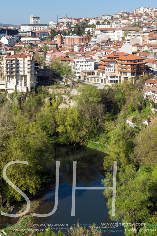 VELIKO TARNOVO, BULGARIA - APRIL 10,  2017: Panoramic view of city of Veliko Tarnovo, Bulgaria
