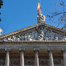 MADRID, SPAIN - JANUARY 21, 2018: National Archaeological Museum and National Library in City of Madrid, Spain