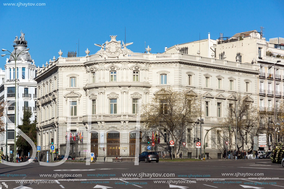 MADRID, SPAIN - JANUARY 21, 2018: Palace of Linares at Cibeles square in City of Madrid, Spain
