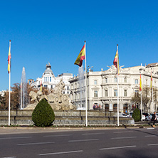 MADRID, SPAIN - JANUARY 21, 2018: Fountain of the Goddess Cibeles in City of Madrid, Spain