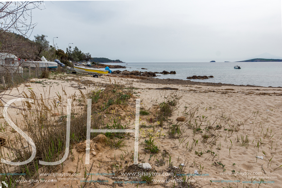 Panorama of beach at Thassos island, East Macedonia and Thrace, Greece