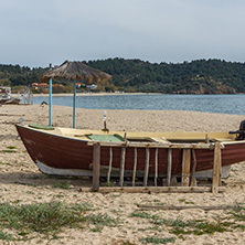 Panorama of beach at Thassos island, East Macedonia and Thrace, Greece