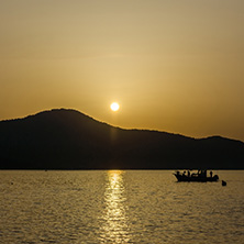 Sunset view on embankment of Thassos town, East Macedonia and Thrace, Greece