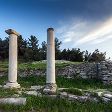 Amazing sunset on Evraiokastro Archaeological Site, Thassos town, East Macedonia and Thrace, Greece