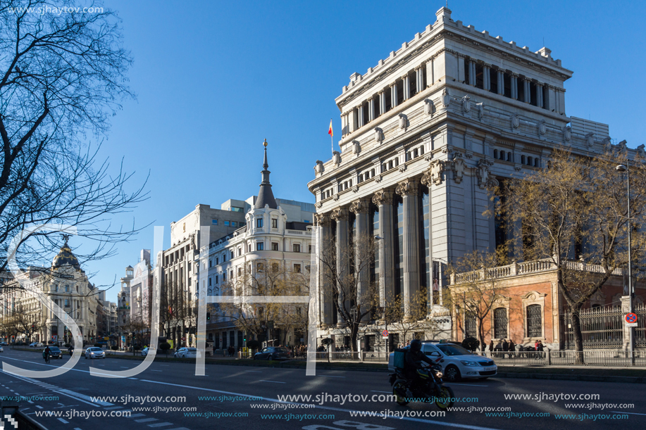 MADRID, SPAIN - JANUARY 21, 2018: Building of Cervantes Institute at Alcala street in City of Madrid, Spain