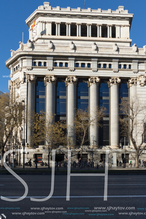 MADRID, SPAIN - JANUARY 21, 2018: Building of Cervantes Institute at Alcala street in City of Madrid, Spain