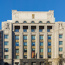 MADRID, SPAIN - JANUARY 21, 2018: Building at Alcala street in City of Madrid, Spain
