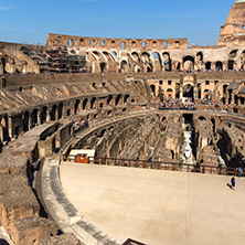ROME, ITALY - JUNE 24, 2017:  Ancient arena of gladiator Colosseum in city of Rome, Italy