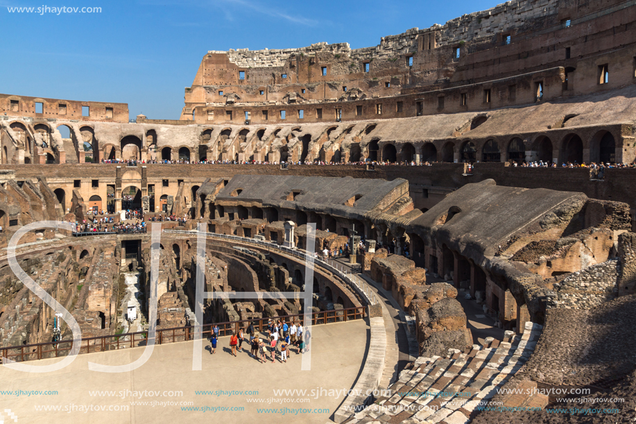 ROME, ITALY - JUNE 24, 2017:  Ancient arena of gladiator Colosseum in city of Rome, Italy