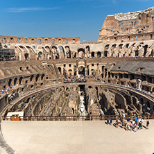 ROME, ITALY - JUNE 24, 2017:  Ancient arena of gladiator Colosseum in city of Rome, Italy