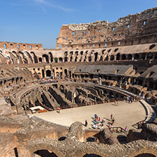 ROME, ITALY - JUNE 24, 2017:  Ancient arena of gladiator Colosseum in city of Rome, Italy